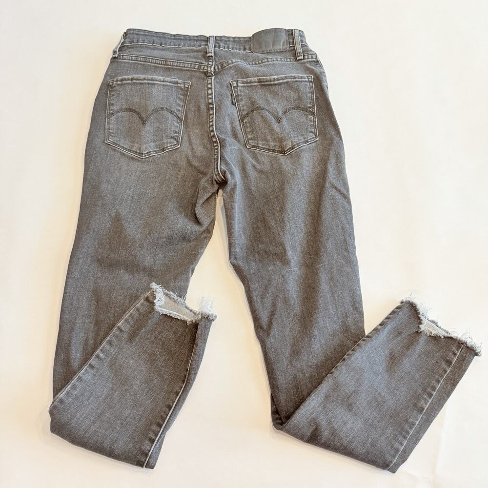 Levis Jeans Womens 27 Black Skinny Distressed 721 High Rise Stretch (A0132) - Picture 6 of 9